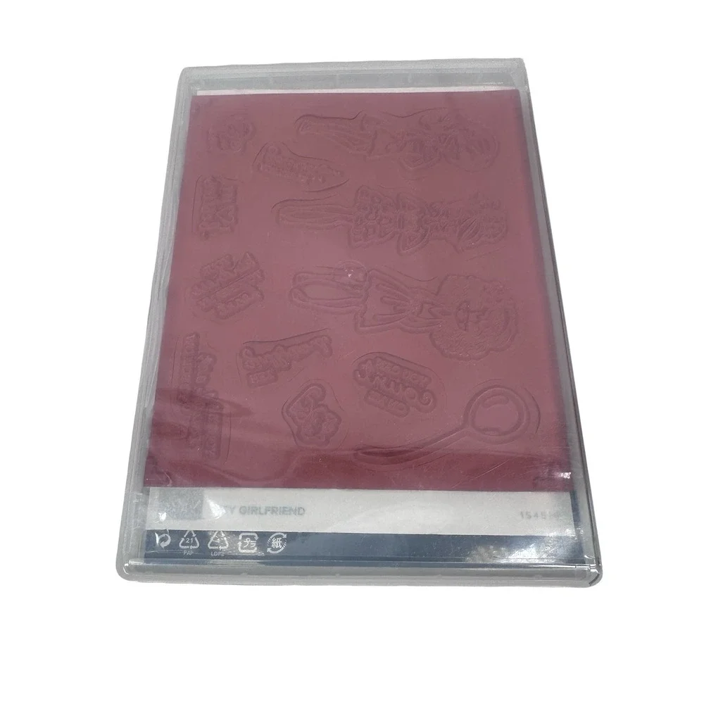 Stampin Up Hey Girlfriend Cling Stamp Set 154516 Red Rubber 12 Pieces New